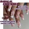 imageBABALAL Square Presson Nails  Long 3D Flower Rhinestone Acrylic 24Pcs Squoval Stickons  White Glue Manicure False Nails for Women GirlsFNP11white