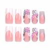 imageBABALAL Square Presson Nails  Long 3D Flower Rhinestone Acrylic 24Pcs Squoval Stickons  White Glue Manicure False Nails for Women GirlsFNP12shiny