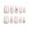 imageBABALAL Square Presson Nails  Long 3D Flower Rhinestone Acrylic 24Pcs Squoval Stickons  White Glue Manicure False Nails for Women GirlsFNP18chrome