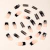 imageBABALAL Square Presson Nails  Long 3D Flower Rhinestone Acrylic 24Pcs Squoval Stickons  White Glue Manicure False Nails for Women GirlsFNP19gothic