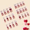 imageBABALAL Square Presson Nails  Long 3D Flower Rhinestone Acrylic 24Pcs Squoval Stickons  White Glue Manicure False Nails for Women GirlsFNP20heart