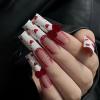 imageBABALAL Square Presson Nails  Long 3D Flower Rhinestone Acrylic 24Pcs Squoval Stickons  White Glue Manicure False Nails for Women GirlsFNP20heart