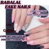 imageBABALAL Square Presson Nails  Long 3D Flower Rhinestone Acrylic 24Pcs Squoval Stickons  White Glue Manicure False Nails for Women GirlsFNP20mirror