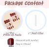 imageBABALAL Square Presson Nails  Long 3D Flower Rhinestone Acrylic 24Pcs Squoval Stickons  White Glue Manicure False Nails for Women GirlsFNP24heart