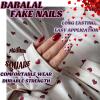 imageBABALAL Square Presson Nails  Long 3D Flower Rhinestone Acrylic 24Pcs Squoval Stickons  White Glue Manicure False Nails for Women GirlsFNP24heart