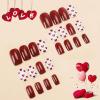 imageBABALAL Square Presson Nails  Long 3D Flower Rhinestone Acrylic 24Pcs Squoval Stickons  White Glue Manicure False Nails for Women GirlsFNP24heart