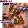 imageBABALAL Square Presson Nails  Long 3D Flower Rhinestone Acrylic 24Pcs Squoval Stickons  White Glue Manicure False Nails for Women GirlsFNP36brown