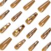 imageBABALAL Square Presson Nails  Long 3D Flower Rhinestone Acrylic 24Pcs Squoval Stickons  White Glue Manicure False Nails for Women GirlsFNP36brown