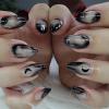 imageBABALAL Brown Fall Press on Nails Stiletto Fake Nails Long Glue on Nails Y2k Sliver Flame Goth Design Acrylic Nails 3D DIY Manicure False NailsANI12