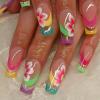 imageBABALAL Square Press on Nails Long Fake Nails Brown French Tip Glue ons Nails with Wild Cheetah Design Acrylic Nails Fall Cherry False Nails 24Pcs Squoval NailsANF20