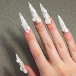 imageBABALAL Brown Fall Press on Nails Stiletto Fake Nails Long Glue on Nails Y2k Sliver Flame Goth Design Acrylic Nails 3D DIY Manicure False NailsANI05