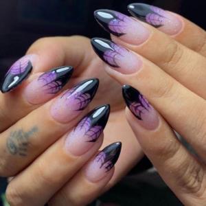 imageBABALAL Brown Fall Press on Nails Stiletto Fake Nails Long Glue on Nails Y2k Sliver Flame Goth Design Acrylic Nails 3D DIY Manicure False NailsANI08