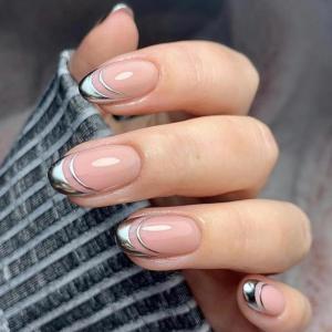 imageBABALAL Brown Fall Press on Nails Stiletto Fake Nails Long Glue on Nails Y2k Sliver Flame Goth Design Acrylic Nails 3D DIY Manicure False NailsANI09