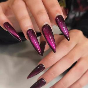 imageBABALAL Brown Fall Press on Nails Stiletto Fake Nails Long Glue on Nails Y2k Sliver Flame Goth Design Acrylic Nails 3D DIY Manicure False NailsANI18