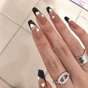 imageBABALAL Press on Nails Almond Medium Fake Nails Orange Pink Glue on Nails 3D Texture Ripple Flower Handmade Acrylic Nails French Tip False Nails 24Pcs Stiletto Manicure Coquette Stick on NailsANP24