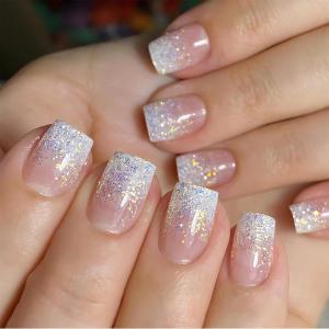 imageBABALAL Press on Nails Short Square Fake Nails Hot Pink Glue on Nails Flower Acrylic Nails Summer Spring False Nails 24Pcs Squoval Manicure Stick on Nails Coquette Artificial Nails for Women and GirlsFNG108shiny