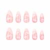 imageBABALAL Almond Press on Nails Medium Blue Green Fake Nails Bow Glue on Nails Cute Cat Flower Design Acrylic Nails 24Pcs Stiletto Handmade Full Cover False NailsFNZ03cloud