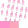 imageBABALAL Almond Press on Nails Medium Blue Green Fake Nails Bow Glue on Nails Cute Cat Flower Design Acrylic Nails 24Pcs Stiletto Handmade Full Cover False NailsFNZ11pink