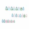 imageBABALAL Almond Press on Nails Medium Blue Green Fake Nails Bow Glue on Nails Cute Cat Flower Design Acrylic Nails 24Pcs Stiletto Handmade Full Cover False NailsFNZ19cute