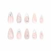 imageBABALAL Almond Press on Nails Medium Blue Green Fake Nails Bow Glue on Nails Cute Cat Flower Design Acrylic Nails 24Pcs Stiletto Handmade Full Cover False NailsFNZ18sliver