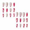imageBABALAL Almond Press on Nails Medium Blue Green Fake Nails Bow Glue on Nails Cute Cat Flower Design Acrylic Nails 24Pcs Stiletto Handmade Full Cover False NailsFNZ20pink