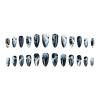 imageBABALAL Almond Press on Nails Medium Blue Green Fake Nails Bow Glue on Nails Cute Cat Flower Design Acrylic Nails 24Pcs Stiletto Handmade Full Cover False NailsFNZ20black
