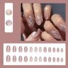 imageBABALAL Almond Press on Nails Medium Blue Green Fake Nails Bow Glue on Nails Cute Cat Flower Design Acrylic Nails 24Pcs Stiletto Handmade Full Cover False NailsFNZ29bling