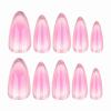 imageBABALAL Almond Press on Nails Medium Blue Green Fake Nails Bow Glue on Nails Cute Cat Flower Design Acrylic Nails 24Pcs Stiletto Handmade Full Cover False NailsFNZ11pink