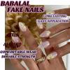 imageBABALAL Almond Press on Nails Medium Blue Green Fake Nails Bow Glue on Nails Cute Cat Flower Design Acrylic Nails 24Pcs Stiletto Handmade Full Cover False NailsFNZ10flower