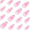 imageBABALAL Almond Press on Nails Medium Blue Green Fake Nails Bow Glue on Nails Cute Cat Flower Design Acrylic Nails 24Pcs Stiletto Handmade Full Cover False NailsFNZ11pink