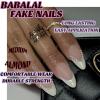imageBABALAL Almond Press on Nails Medium Blue Green Fake Nails Bow Glue on Nails Cute Cat Flower Design Acrylic Nails 24Pcs Stiletto Handmade Full Cover False NailsFNZ30white