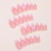 imageBABALAL Almond Press on Nails Medium Blue Green Fake Nails Bow Glue on Nails Cute Cat Flower Design Acrylic Nails 24Pcs Stiletto Handmade Full Cover False NailsFNZ01bow