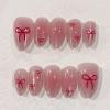 imageBABALAL Almond Press on Nails Medium Blue Green Fake Nails Bow Glue on Nails Cute Cat Flower Design Acrylic Nails 24Pcs Stiletto Handmade Full Cover False NailsFNZ20bling