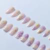 imageBABALAL Almond Press on Nails Medium Blue Green Fake Nails Bow Glue on Nails Cute Cat Flower Design Acrylic Nails 24Pcs Stiletto Handmade Full Cover False NailsFNZ10flower