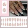 imageBABALAL Almond Press on Nails Medium Blue Green Fake Nails Bow Glue on Nails Cute Cat Flower Design Acrylic Nails 24Pcs Stiletto Handmade Full Cover False NailsFNZ30white