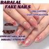 imageBABALAL Almond Press on Nails Medium Blue Green Fake Nails Bow Glue on Nails Cute Cat Flower Design Acrylic Nails 24Pcs Stiletto Handmade Full Cover False NailsFNZ20bling