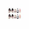 imageBABALAL Almond Press on Nails Medium Halloween Fake Nails Green Glitter French Glue on Nails Rhinestone Spider Ghost Stiletto Acrylic Nails Artificial Nails for Women and GirlsFNHA01flame ghost