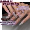 imageBABALAL Brown Press on Nails Medium Almond Fake Nails Fall Glue ons Nails with Design Autumn Acrylic Nails 24Pcs Stiletto False NailsANE03