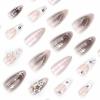 imageBABALAL Brown Press on Nails Medium Almond Fake Nails Fall Glue ons Nails with Design Autumn Acrylic Nails 24Pcs Stiletto False NailsANE04