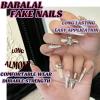 imageBABALAL Brown Press on Nails Medium Almond Fake Nails Fall Glue ons Nails with Design Autumn Acrylic Nails 24Pcs Stiletto False NailsANE06