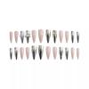 imageBABALAL Brown Press on Nails Medium Almond Fake Nails Fall Glue ons Nails with Design Autumn Acrylic Nails 24Pcs Stiletto False NailsANE06