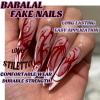 imageBABALAL Brown Press on Nails Medium Almond Fake Nails Fall Glue ons Nails with Design Autumn Acrylic Nails 24Pcs Stiletto False NailsANE06blood