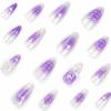 imageBABALAL Brown Press on Nails Medium Almond Fake Nails Fall Glue ons Nails with Design Autumn Acrylic Nails 24Pcs Stiletto False NailsANE08purple
