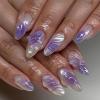 imageBABALAL Brown Press on Nails Medium Almond Fake Nails Fall Glue ons Nails with Design Autumn Acrylic Nails 24Pcs Stiletto False NailsANE08purple
