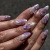 imageBABALAL Brown Press on Nails Medium Almond Fake Nails Fall Glue ons Nails with Design Autumn Acrylic Nails 24Pcs Stiletto False NailsANE08purple