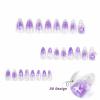 imageBABALAL Brown Press on Nails Medium Almond Fake Nails Fall Glue ons Nails with Design Autumn Acrylic Nails 24Pcs Stiletto False NailsANE08purple