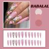 imageBABALAL Brown Press on Nails Medium Almond Fake Nails Fall Glue ons Nails with Design Autumn Acrylic Nails 24Pcs Stiletto False NailsANE09
