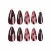 imageBABALAL Brown Press on Nails Medium Almond Fake Nails Fall Glue ons Nails with Design Autumn Acrylic Nails 24Pcs Stiletto False NailsANE09brown