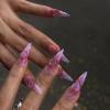 imageBABALAL Brown Press on Nails Medium Almond Fake Nails Fall Glue ons Nails with Design Autumn Acrylic Nails 24Pcs Stiletto False NailsANE11pink