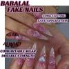 imageBABALAL Brown Press on Nails Medium Almond Fake Nails Fall Glue ons Nails with Design Autumn Acrylic Nails 24Pcs Stiletto False NailsANE11pink